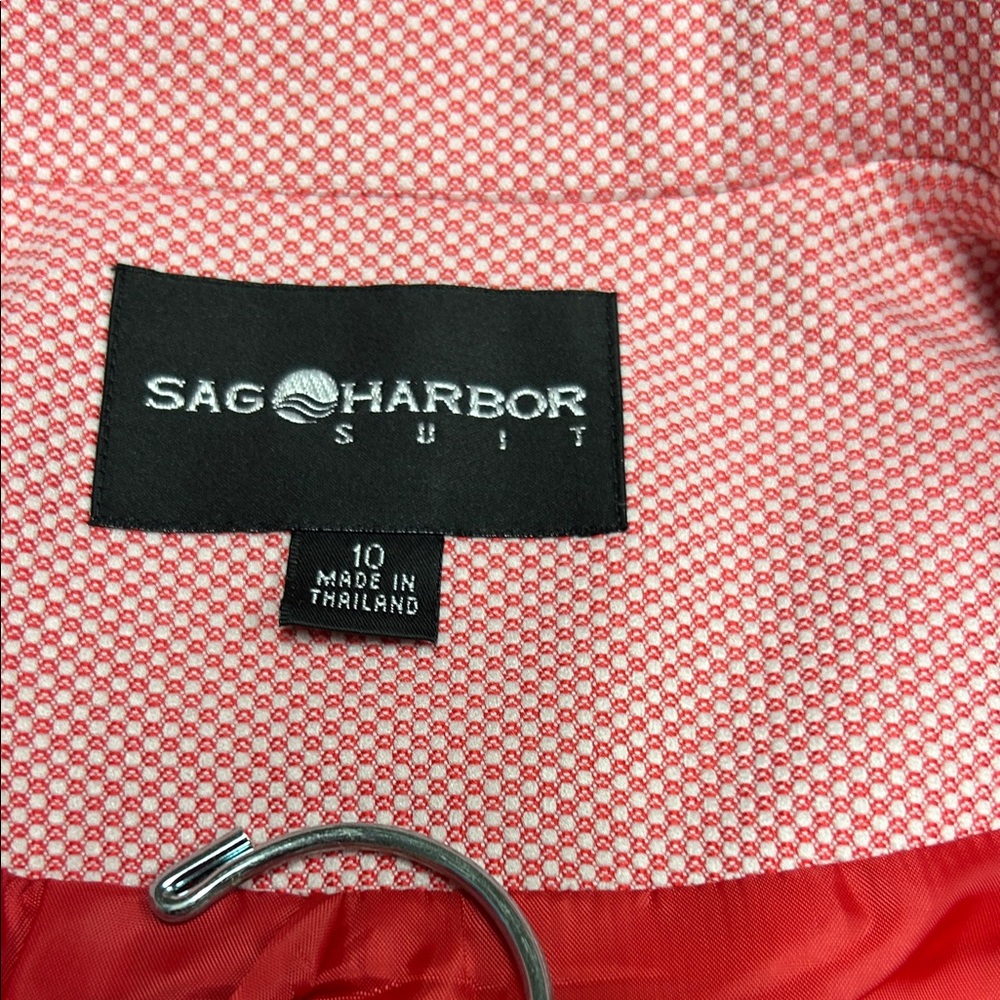 Sag Harbor Pink and Red Women's Blazer with its skirt.  Five buttons on front b - Picture 2 of 6